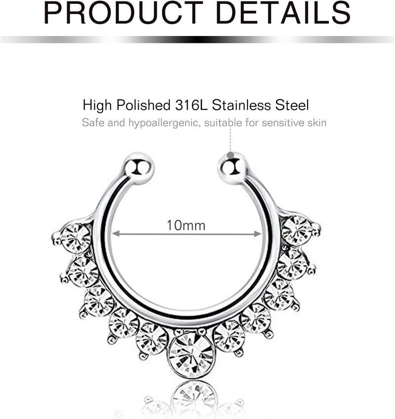 AVYRING Fake Nose Ring Fake Piercings Fake Nose Rings Nose Cuffs Fake Nose Piercing Fake Nose Hoop Faux Nose Rings for Women Faux Nose Ring Fake Piercing Fake Nose Cuff Sliver Gold Black - Image 2